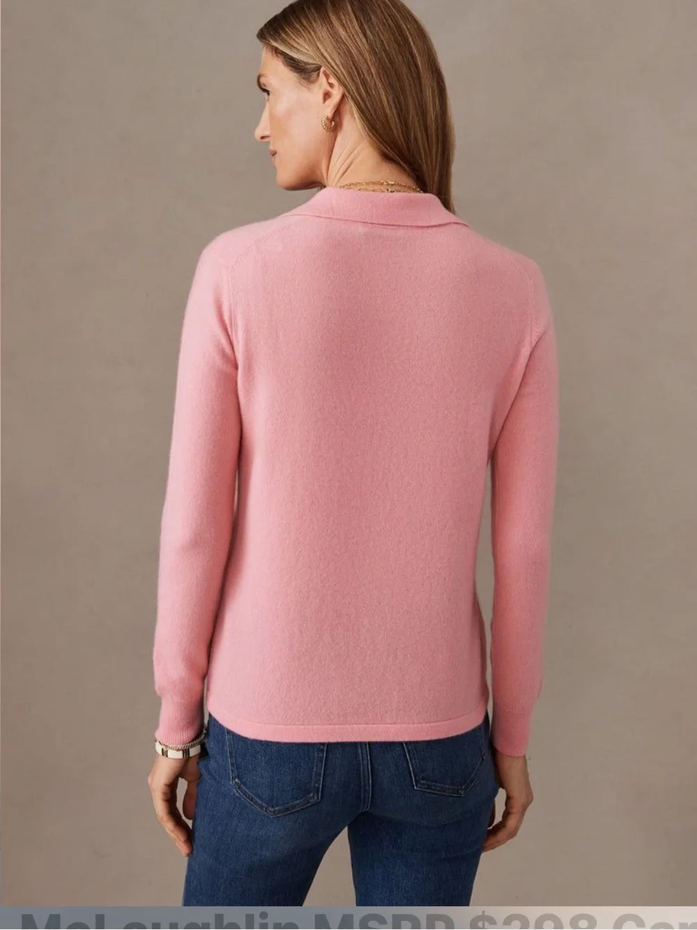 J. McLaughlin Cashmere Polo Sweater in Candy Pink